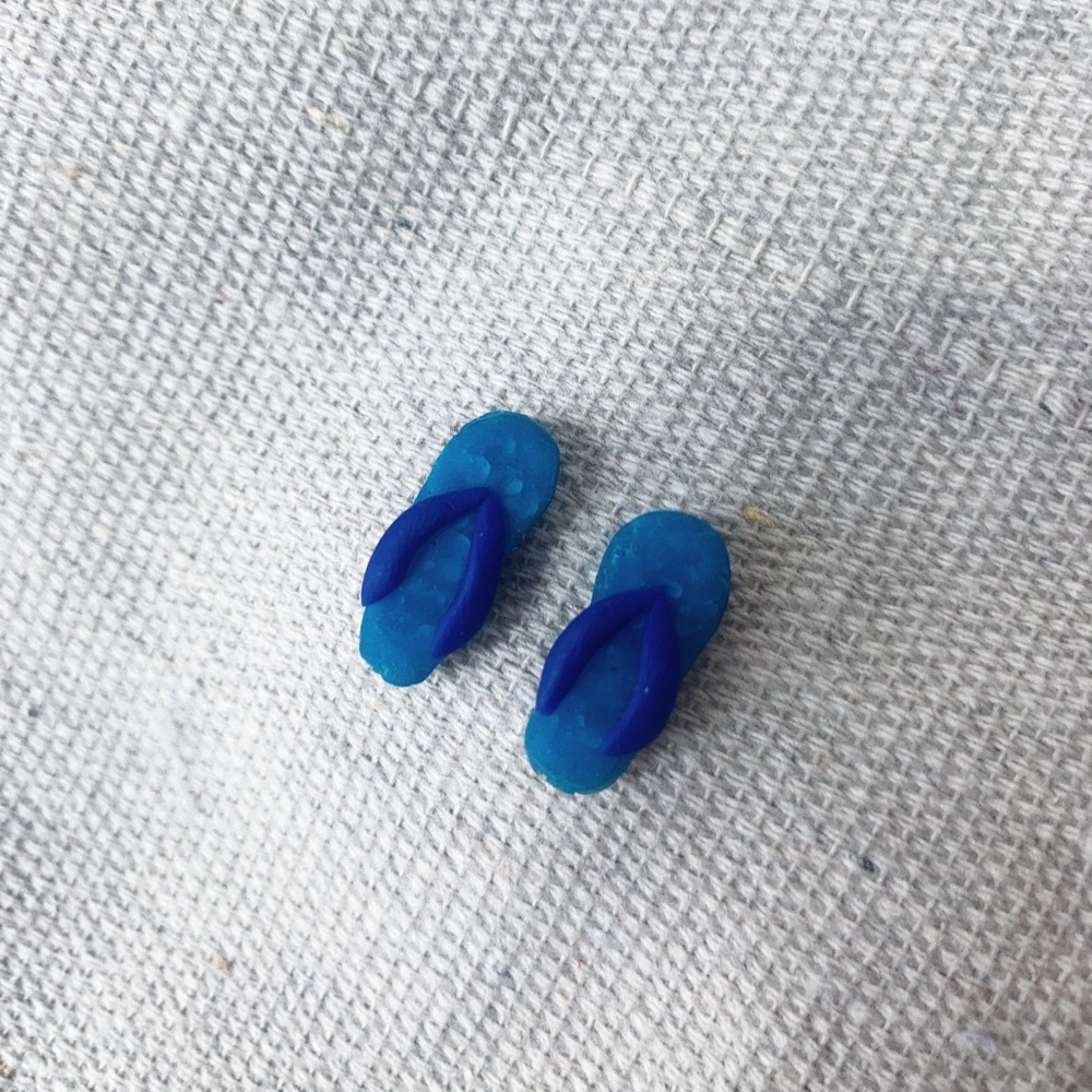 Navy & Teal Clay Flip Flop Earrings